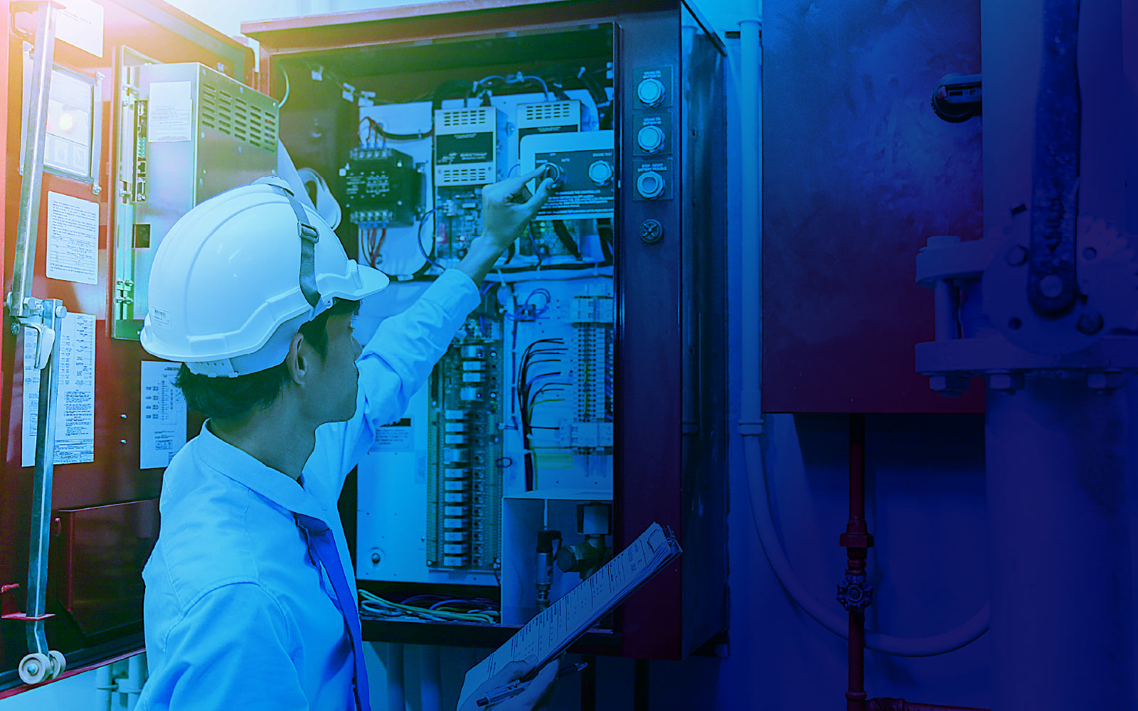 Fire safety system inspection representing a Tune Facility Services fire review.